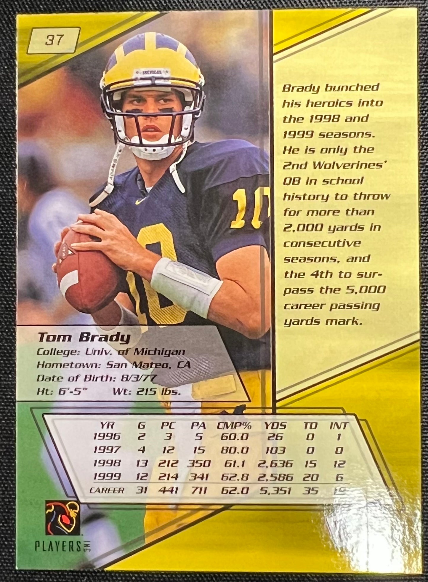 Football Tom Brady #37 (Press Pass 2000)
