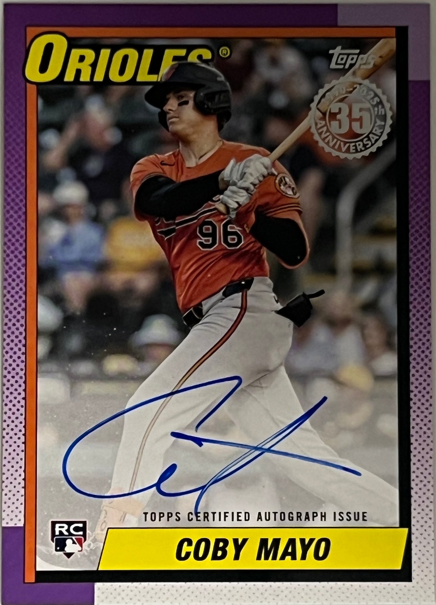 Baseball Coby Mayo #90A-CMA (Topps Certified Autograph Issue) 35th Anniversary