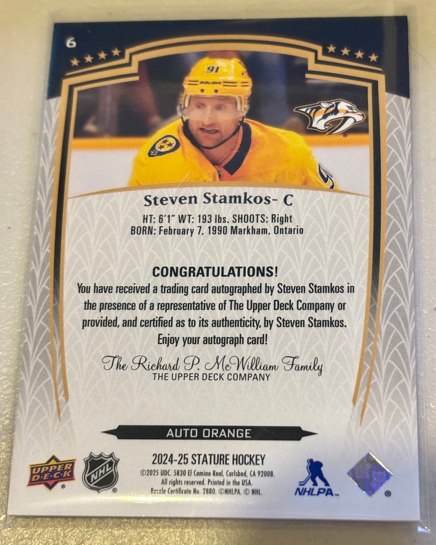 Steven Stamkos - 2025 Upper Deck Stature Gold Auto - #6