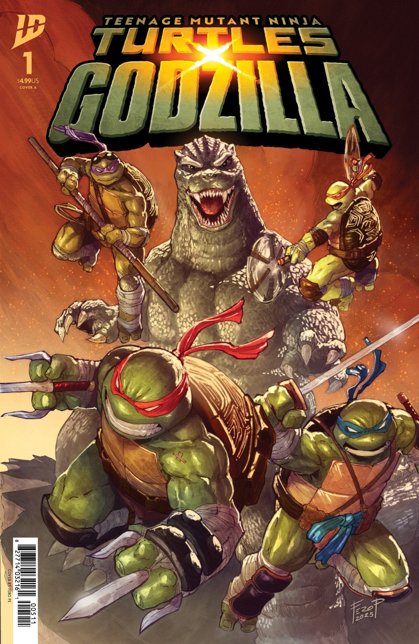 Comics - Teenage Mutant Ninja Turtles X Godzilla 1 Cover A (Pe) - Fan - Tastic Cards & Comics - IDW Publishing