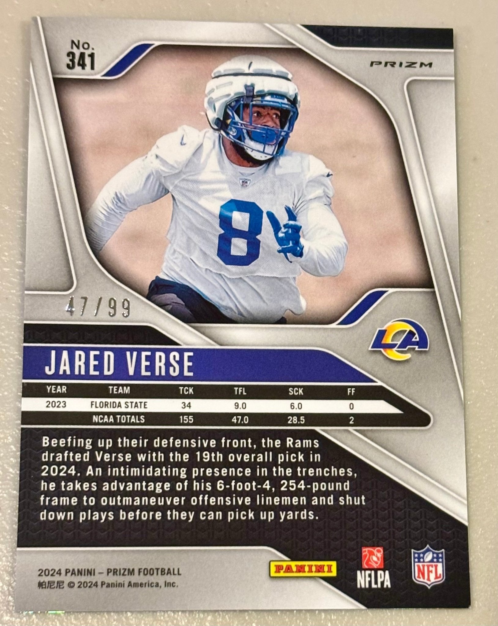 Sport Cards - Jared Verse - 2024 Panini Prizm Blue Ice - 341 - Fan - Tastic Cards & Comics - Panini
