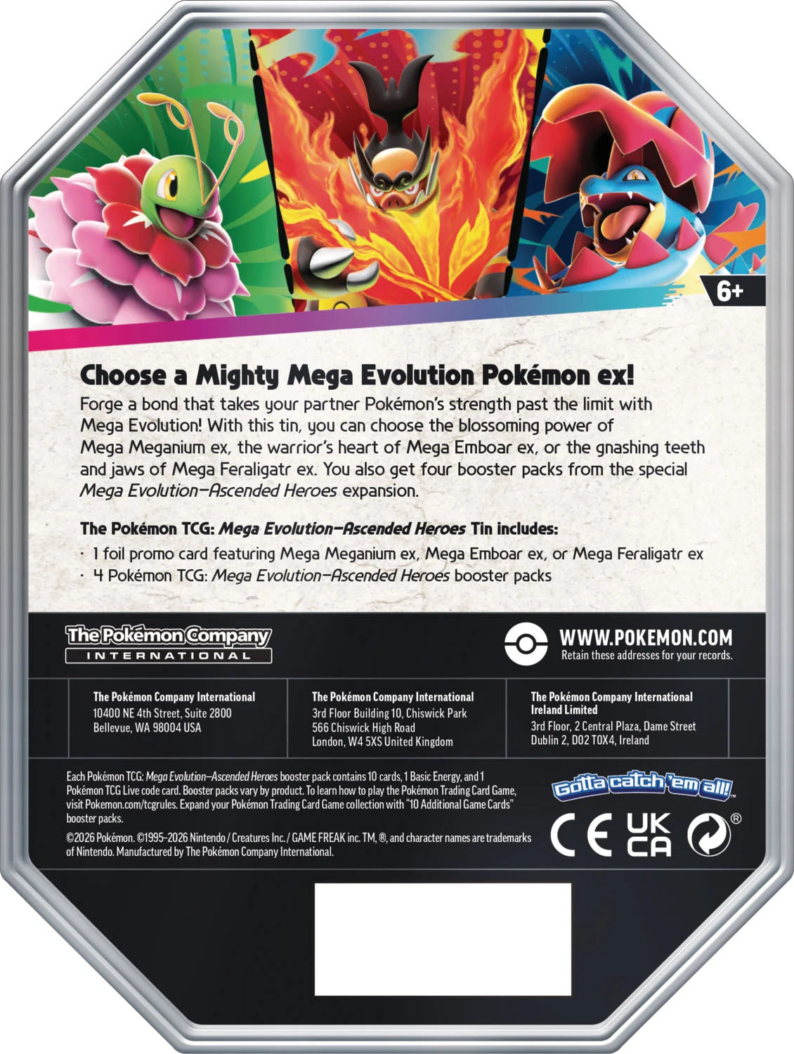 Pokemon Mega Evolution Ascended Heroes EX Tin