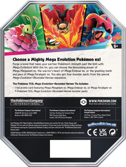 Pokemon Mega Evolution Ascended Heroes EX Tin
