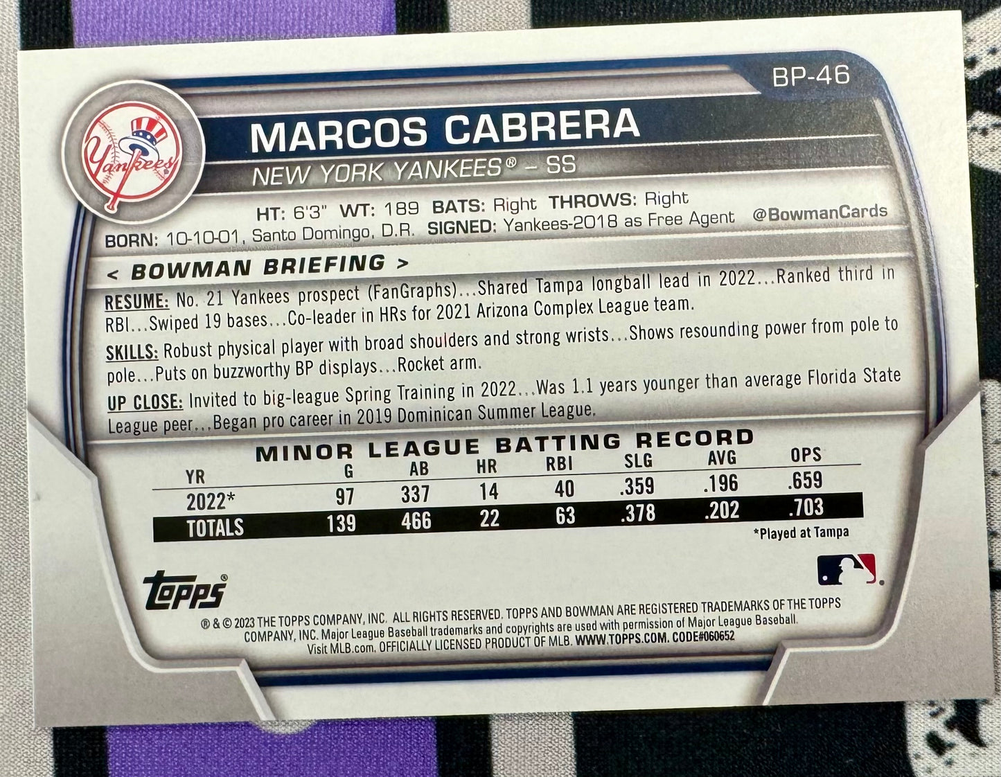 Marcos Cabrera - Bowman 2023 - #BP-46 - RC /150