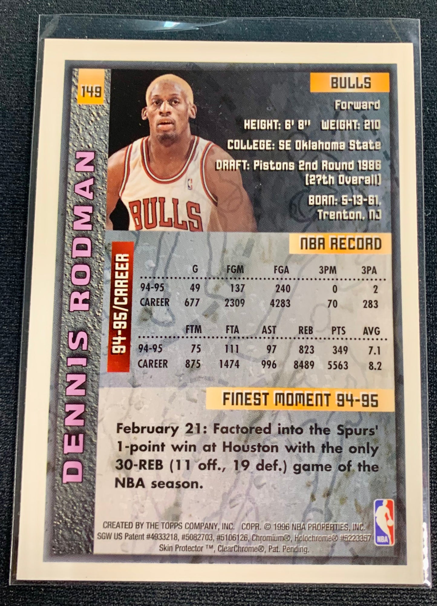 Dennis Rodman - 95 Topps Finest -#149