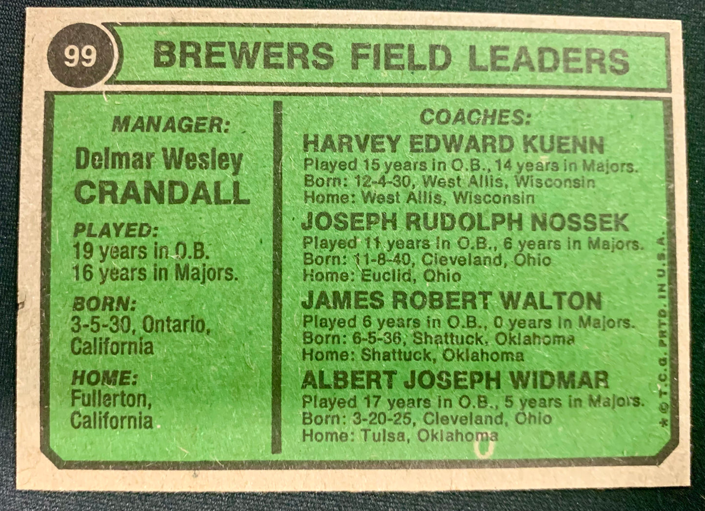 Del Crandall - 1974 Topps - #99