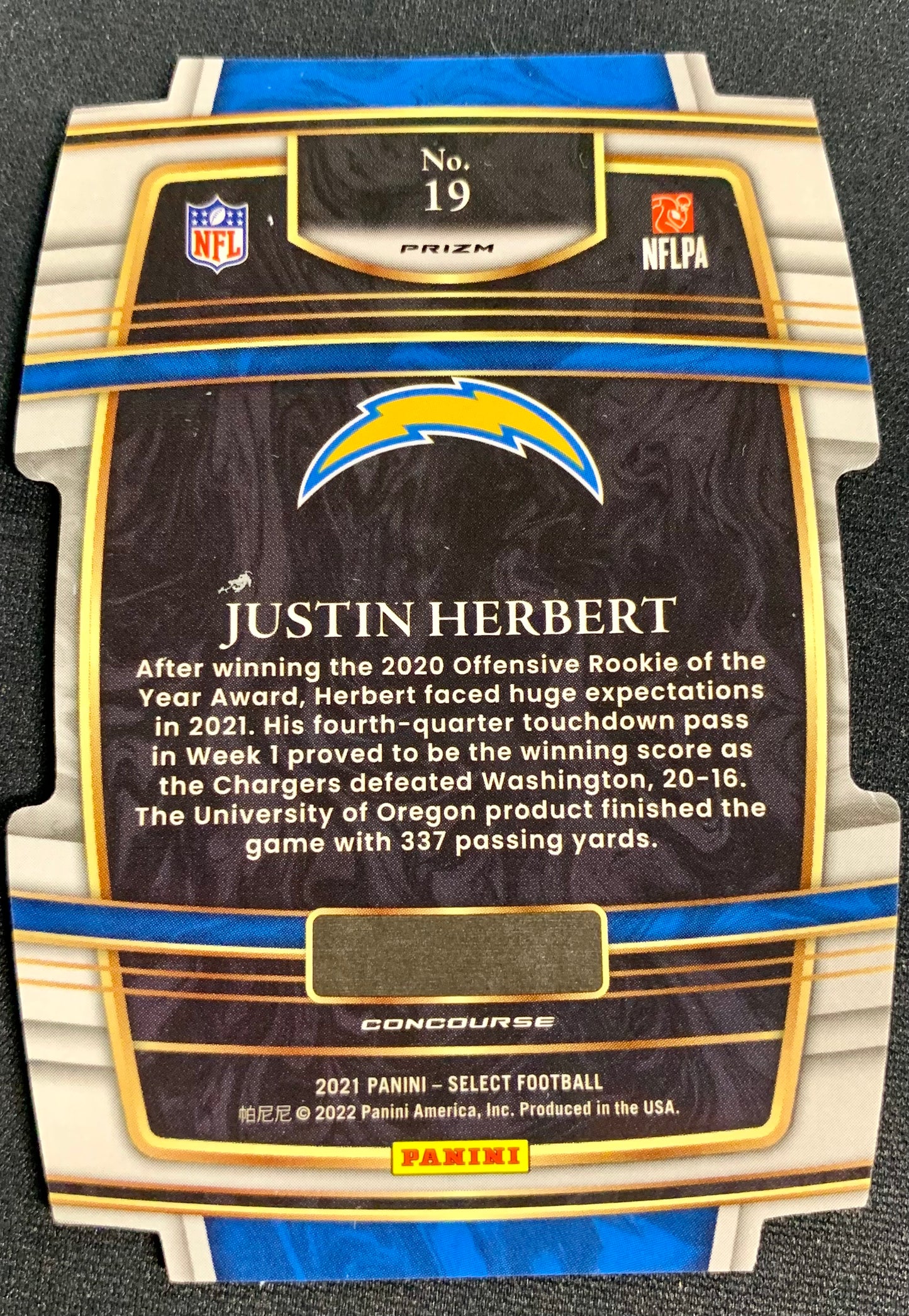 Justin Herbert - 2021 Panini Select - #19 Die Cut Holo