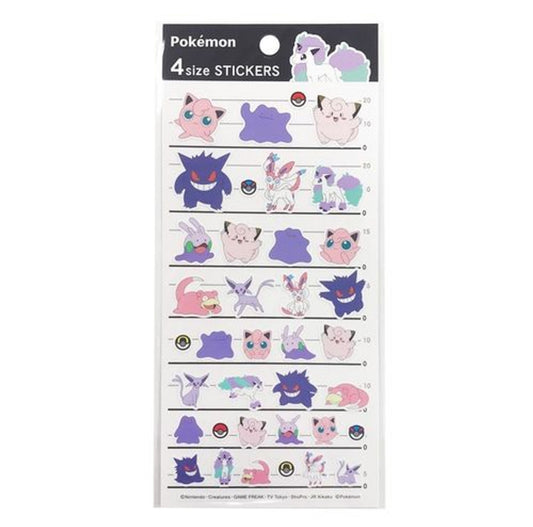 Pokemon Center Original 4SIZE STICKERS - Pink & Purple Mix