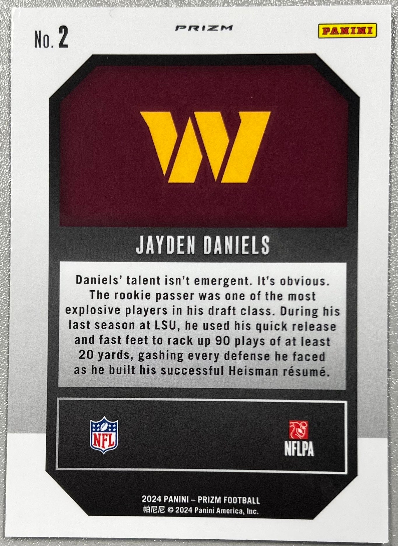 Football Jayden Daniels #2 (Panini-Prizm Football Emergent)