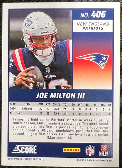 Football Joe Milton III #406 (Panini Score 2024 Rookie)