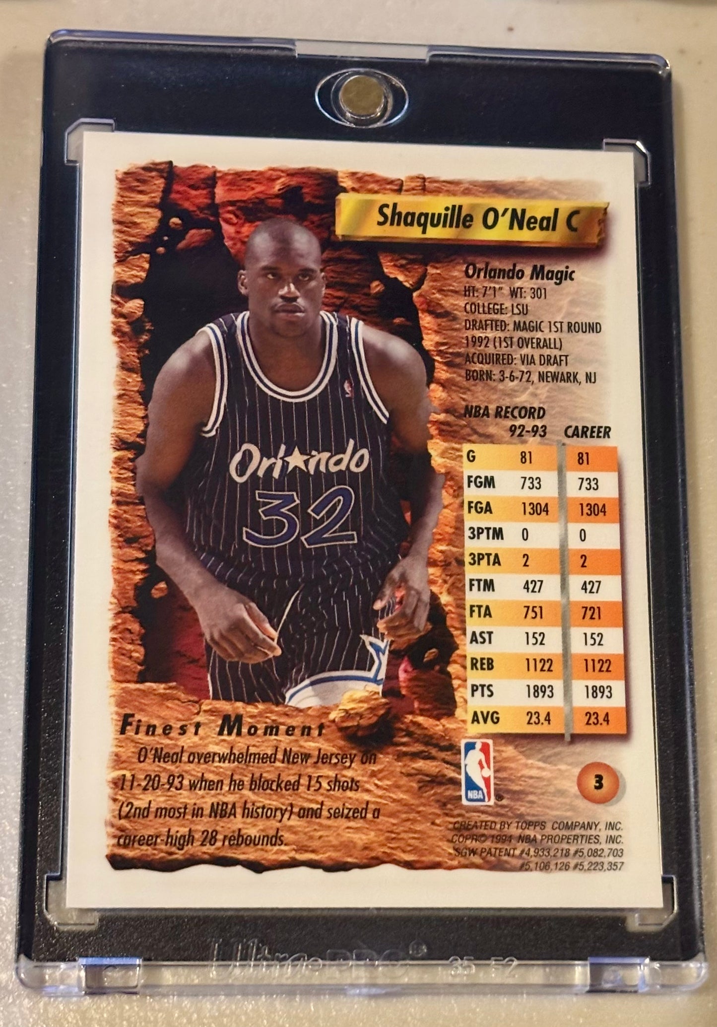 Shaquille O'Neal - 1993 Topps Finest Refractor - #3