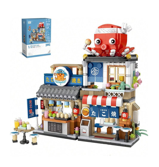 Takoyaki Shop Japanese Street View Izakaya Shop Mini Building Blocks