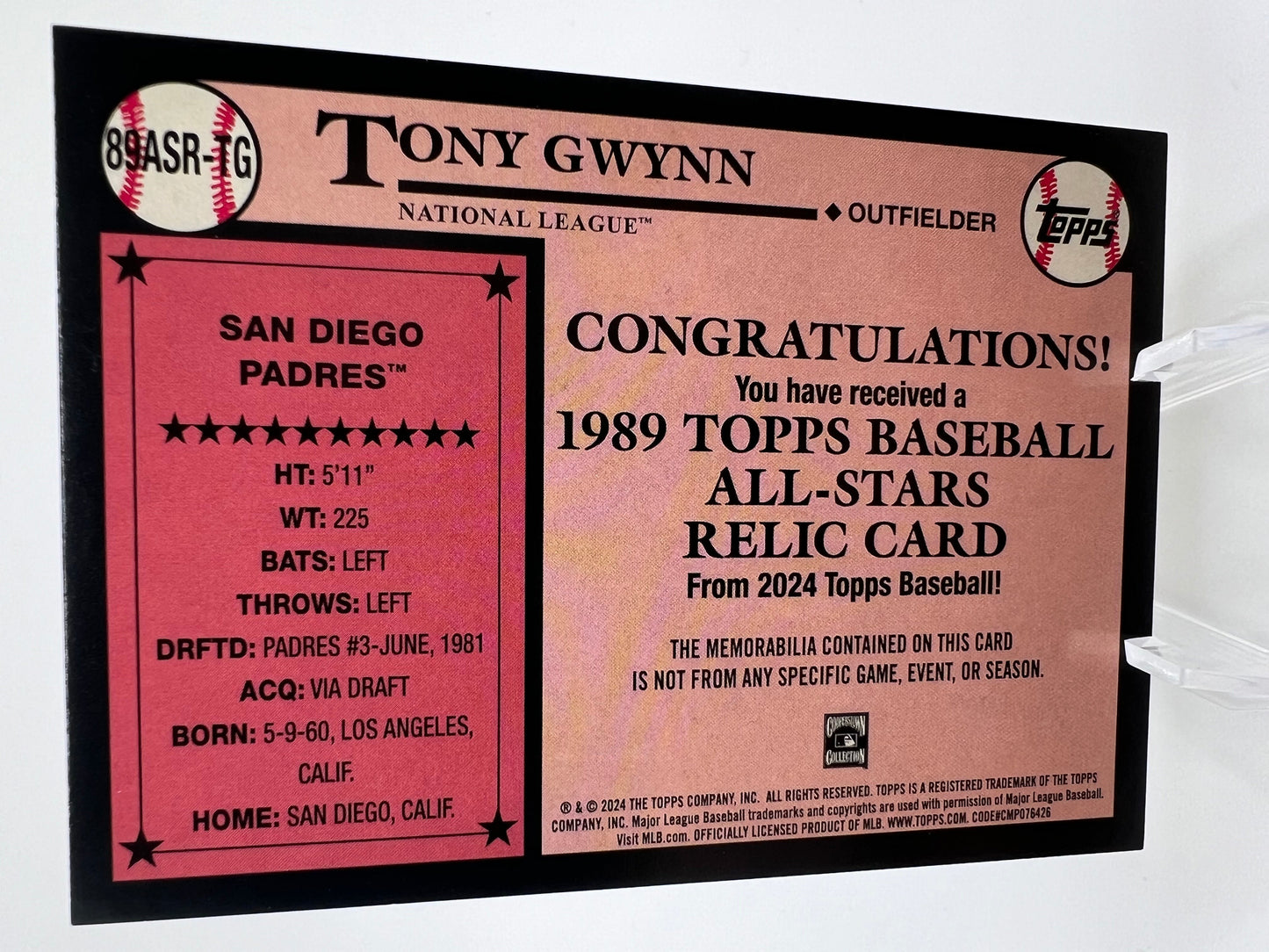 Tony Gwynn - Topps Series 2 2024 - #89ASR-TG - Memo