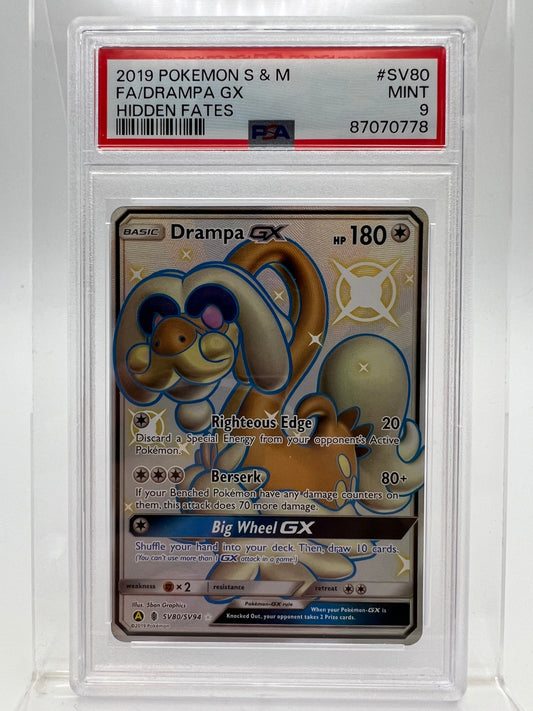 Drampa GX Pokémon Hidden Fates Graded 9 SV80/SV94