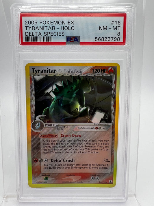 Tyranitar Pokémon EX Delta Species Holo 16/113 Graded (PSA 8)