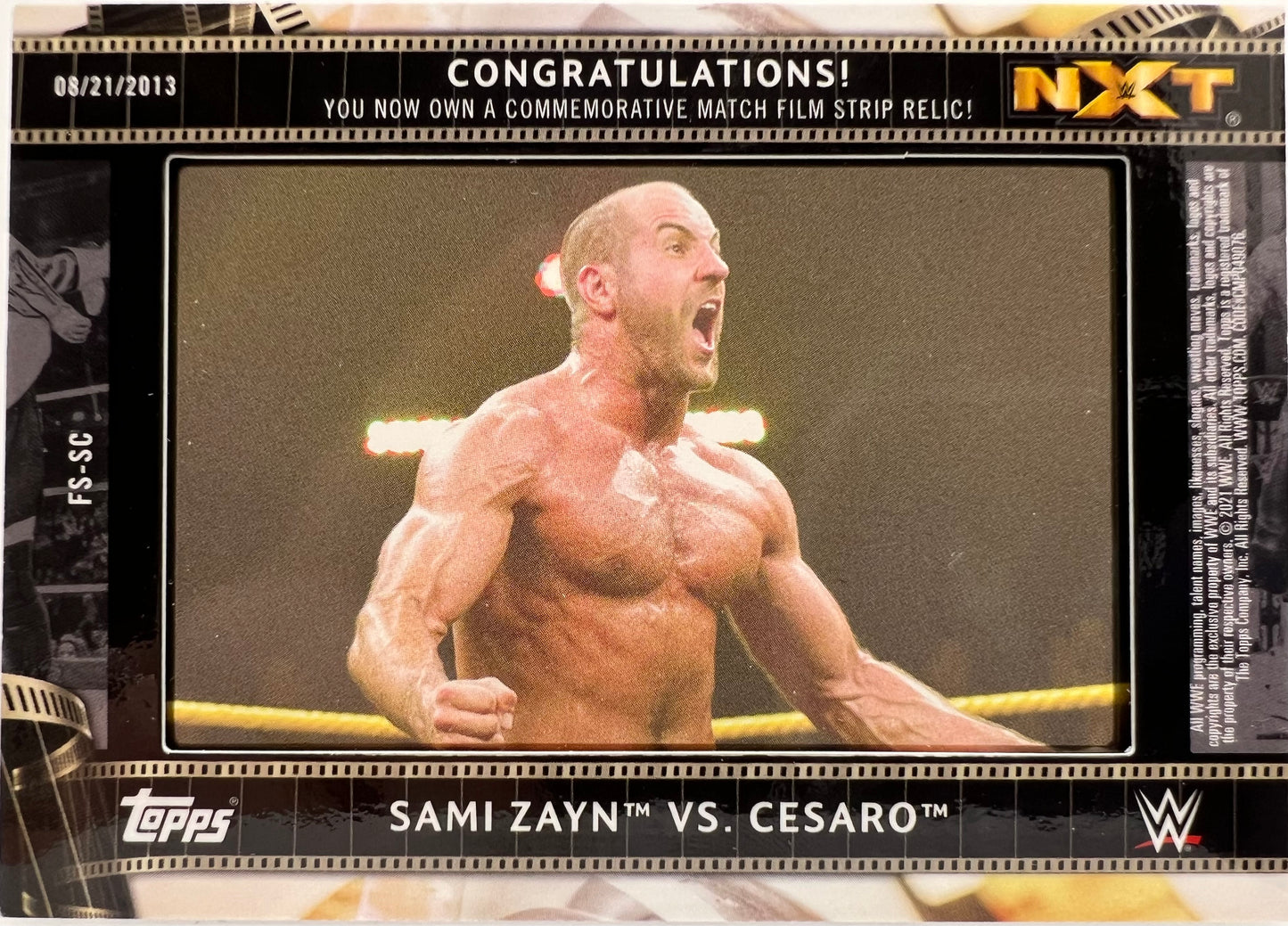 Topps WWE NXT Sami Zayn Vs Cesaro 3/5 Commemorative Film Strip