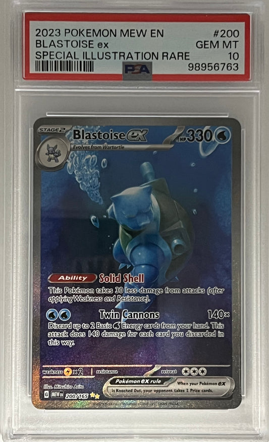 Pokémon Blastoise EX #200/165 (2023 Pokémon Mew EN) Special Illustration Rare  PSA Graded 10