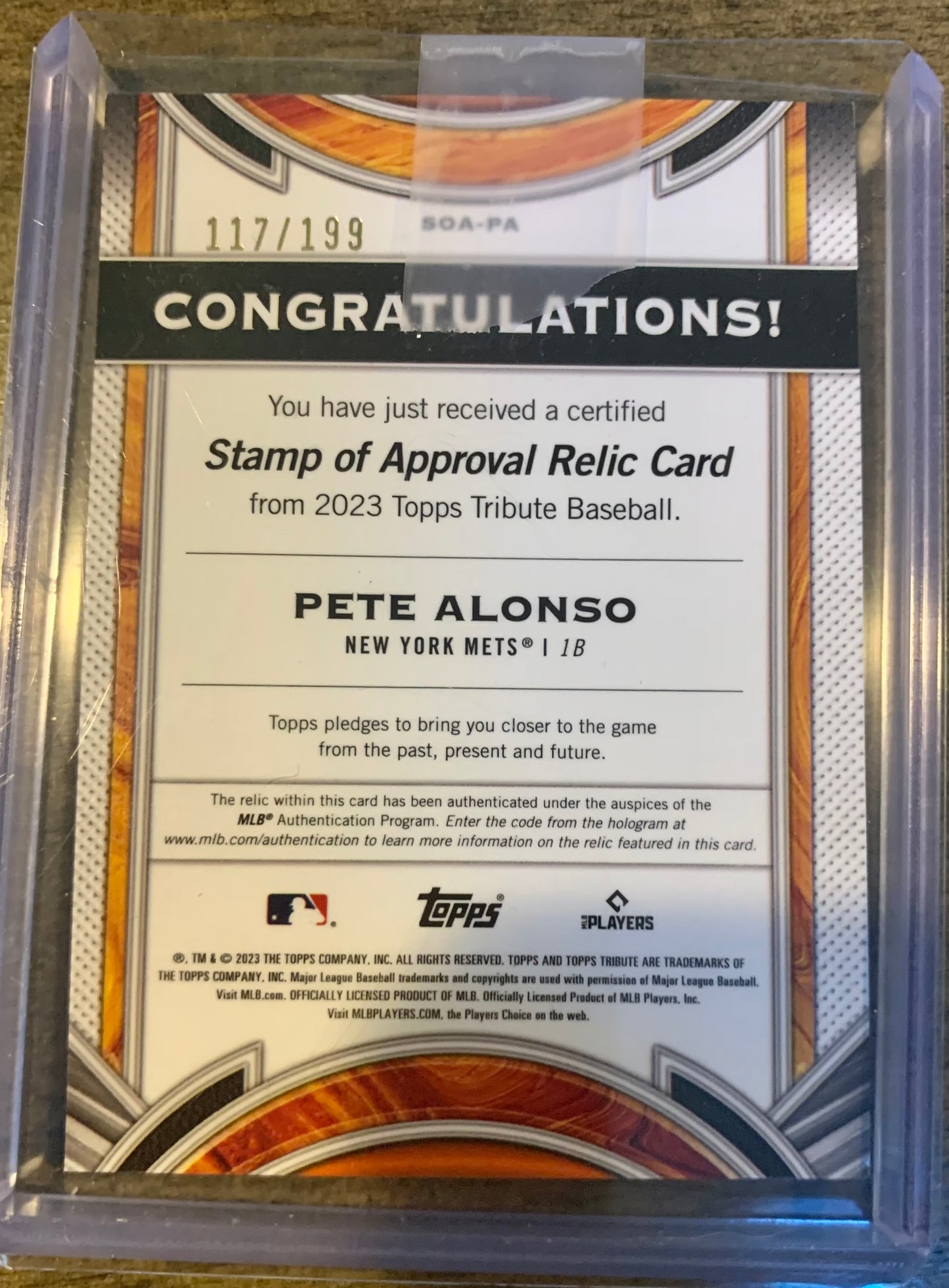 Pete Alonso - Topps - #BOA-PA - Memo Serial Numbered /199