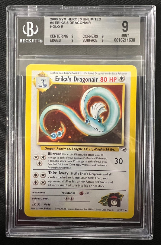 Pokémon Erika's Dragonair 4/132 Gym Heroes Unlimited Graded 9