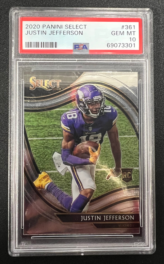 Football 2020 Justin Jefferson #361 Graded 10 (Panini Select, Rookie)