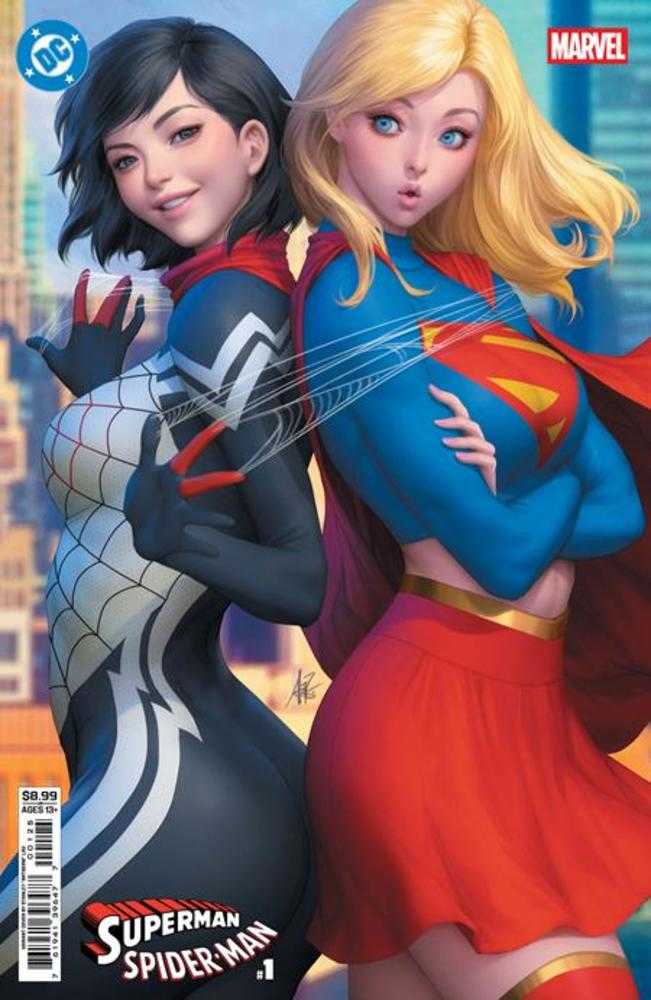 Comics - DC Marvel Superman Spider-Man 1 (One Shot) Cover M Stanley Artgerm Lau Supergirl & Silk Card Stock Variant - Fan-Tastic Cards & Comics - DC Comics