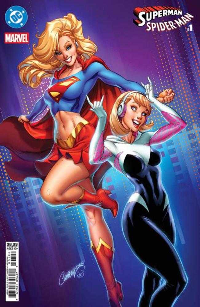 Comics - DC Marvel Superman Spider-Man 1 (One Shot) Cover N J Scott Campbell Supergirl & Spider Gwen Card Stock Variant - Fan-Tastic Cards & Comics - DC Comics