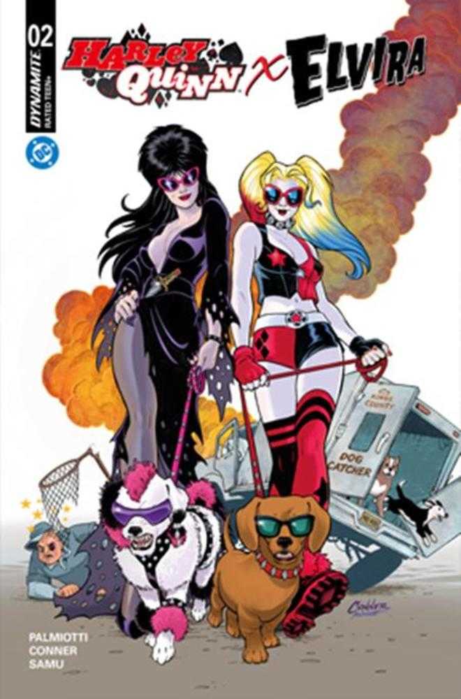 Comics - Harley Quinn X Elvira 2 Cover A Amanda Conner Dogs - Fan - Tastic Cards & Comics - Dynamite Entertainment