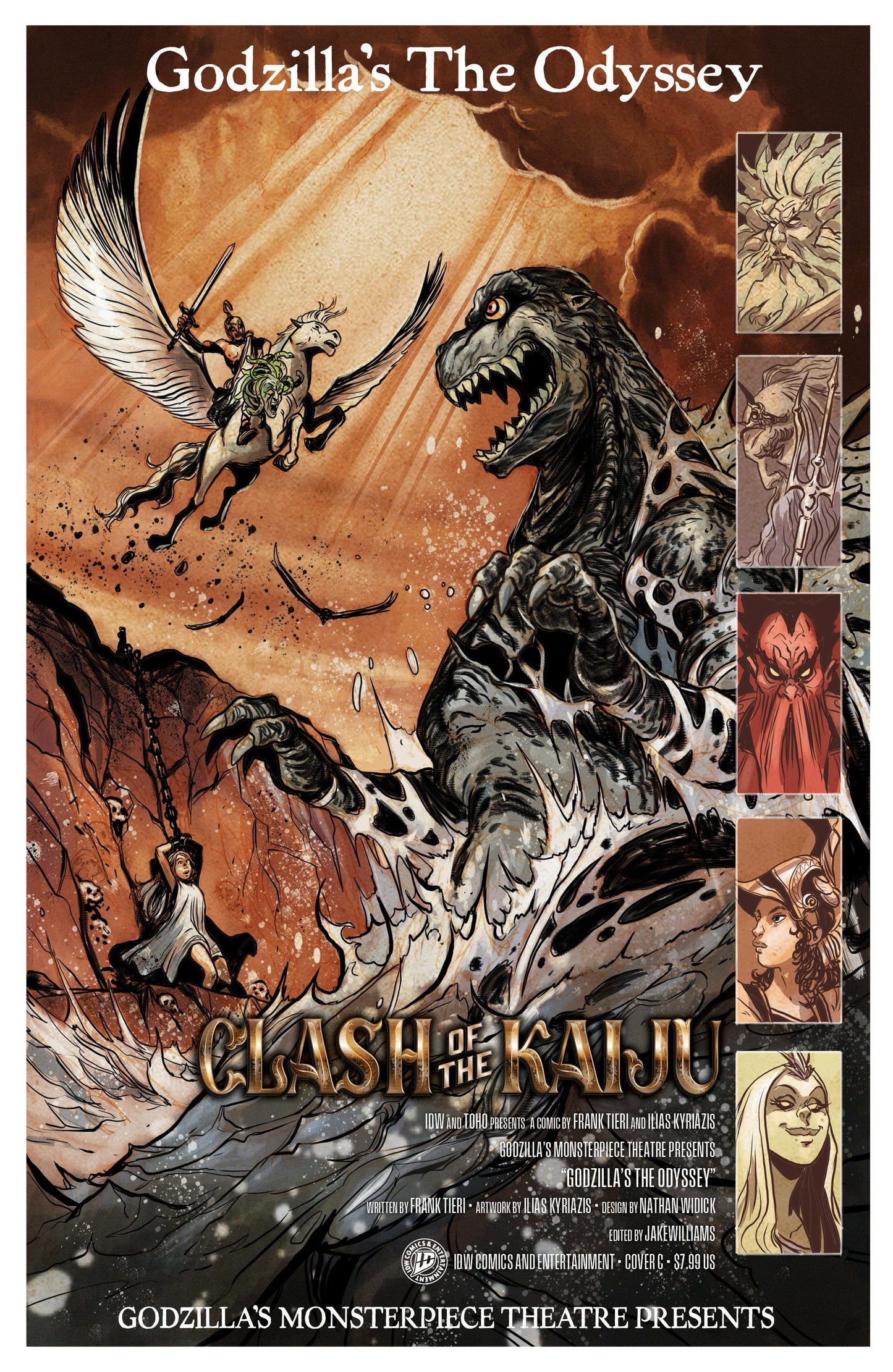Comics - Godzilla’s Monsterpiece Theatre Presents: Godzilla’s The Odyssey Variant C (Tunica Movie Homage Cover) - Fan-Tastic Cards & Comics - IDW Publishing