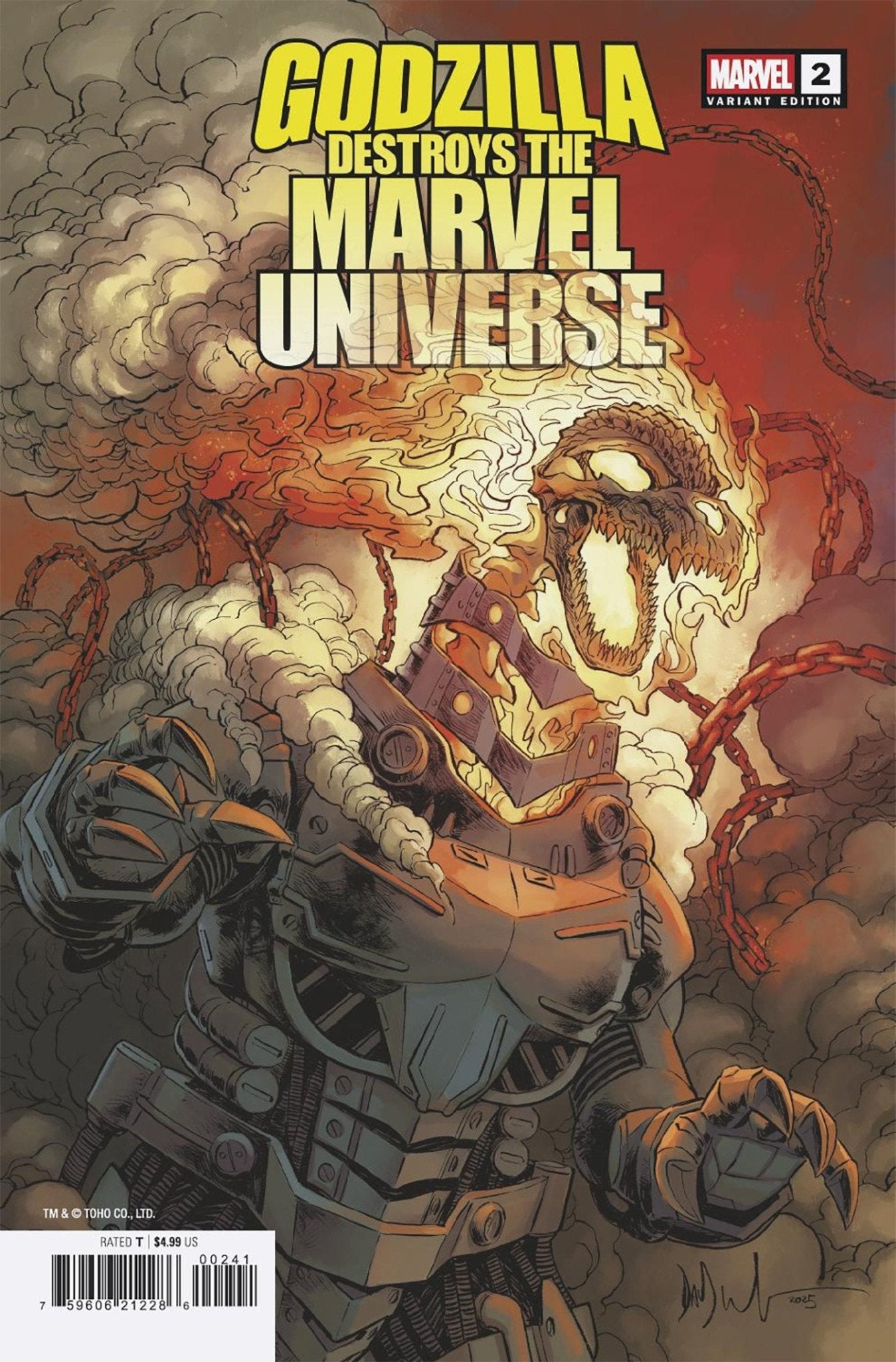 Comics - Godzilla Destroys The Marvel Universe 2 Dave Wachter Marvelized Mecha - Ghost Riderzilla Variant - Fan - Tastic Cards & Comics - Marvel Comics