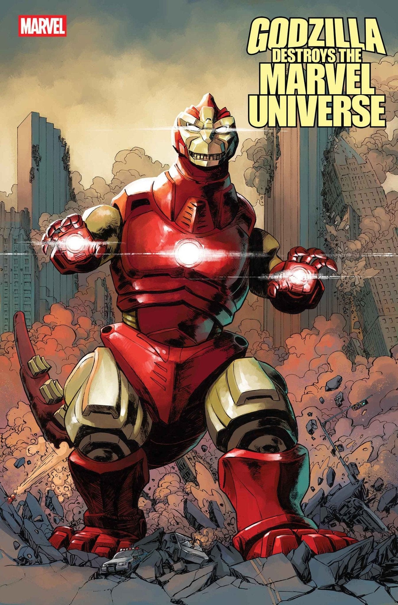 Comics - Godzilla Destroys The Marvel Universe 3 Dave Wachter Marvelized Iron Man Zilla Variant - Fan - Tastic Cards & Comics - Marvel Comics