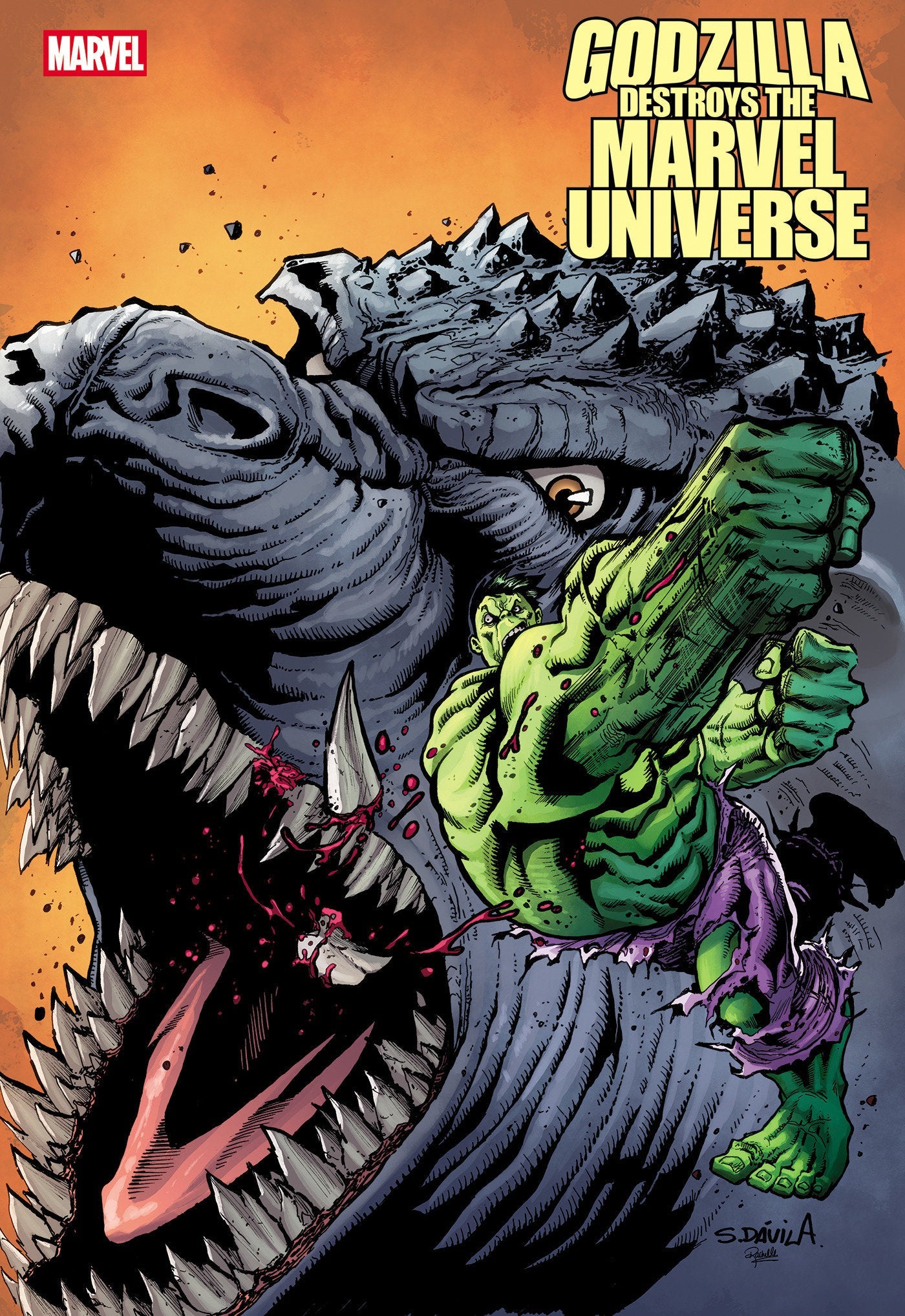 Comics - Godzilla Destroys The Marvel Universe 4 Sergio Davila Fan Favorite Variant - Fan - Tastic Cards & Comics - Marvel Comics