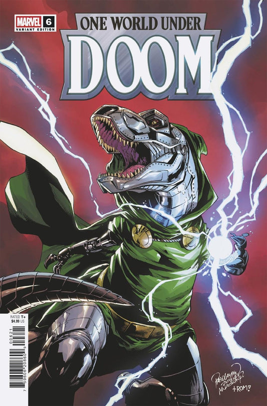 Comics - One World Under Doom 6 Carlo Pagulayan Doomasaur Variant - Fan - Tastic Cards & Comics - Marvel Comics