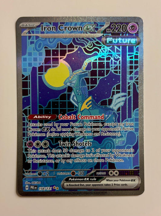 Gaming Cards - Iron Crown ex - 2025 Pokemon Prismatic Evolutions Illustration Rare - 158 - Fan - Tastic Cards & Comics - The Pokémon Company International