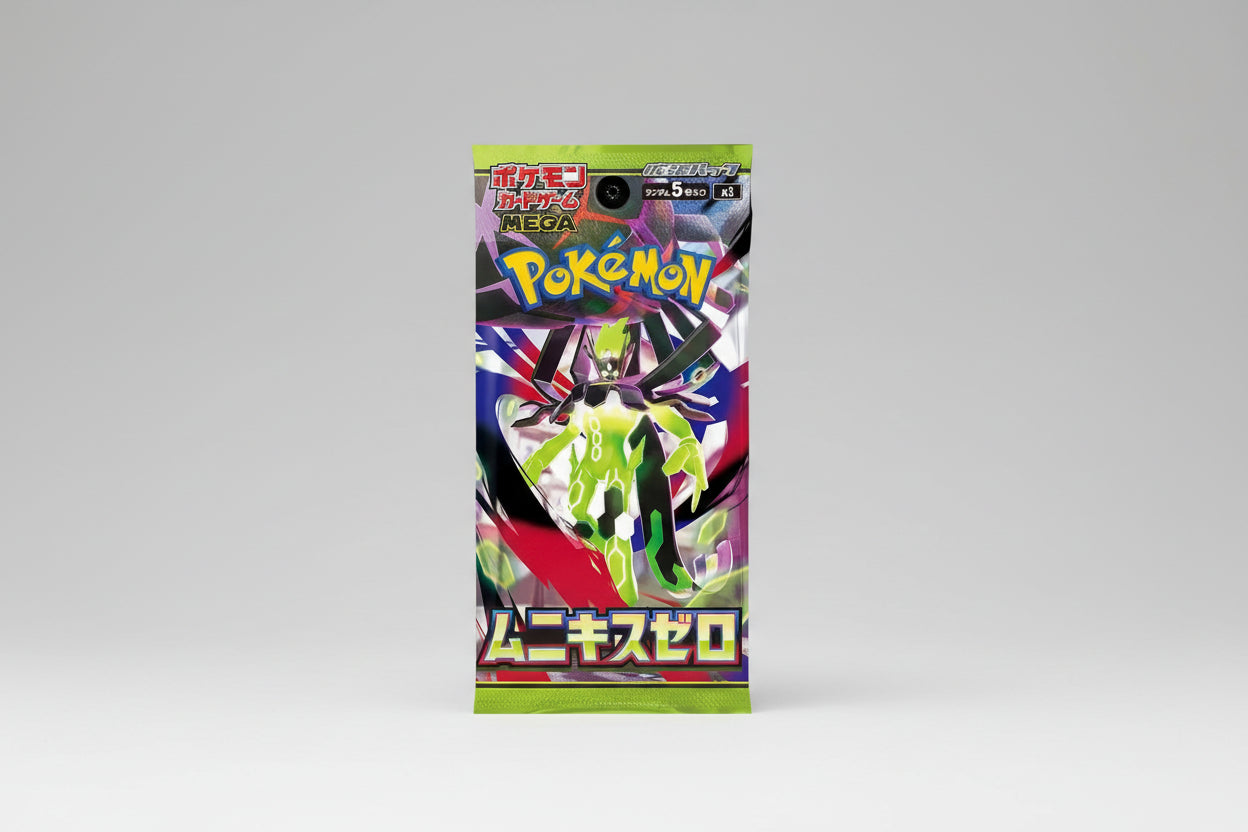 Pokémon trading card game pack featuring a green and black character
