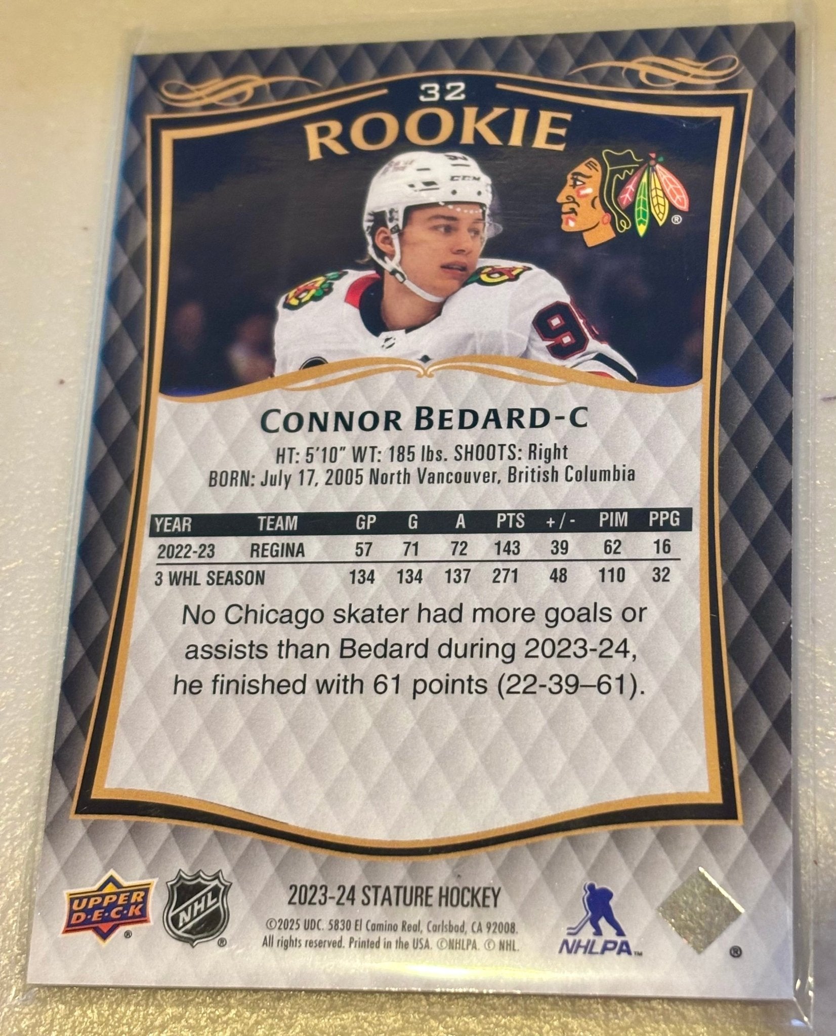 Sport Cards - Connor Bedard - 2025 Upper Deck Stature Numbered - 32 - Fan - Tastic Cards & Comics - Upper Deck