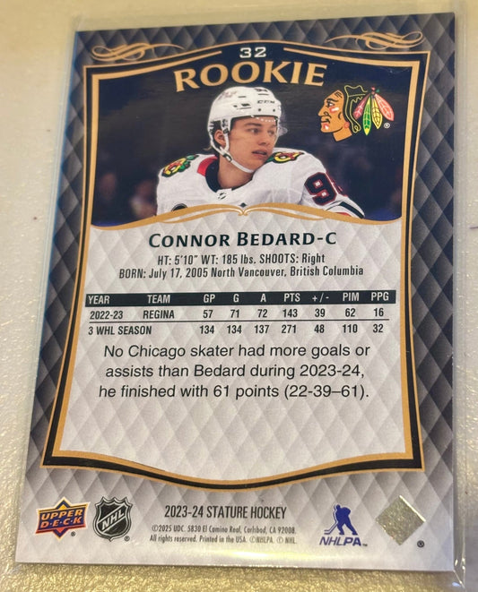 Sport Cards - Connor Bedard - 2025 Upper Deck Stature Numbered - 32 - Fan - Tastic Cards & Comics - Upper Deck