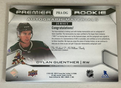 Sport Cards - Dylan Guenther - 2022 Upper Deck Premier Rookie Auto Jersey - PRA - DG - Fan - Tastic Cards & Comics - Upper Deck