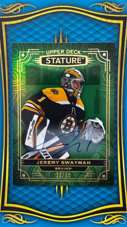 Sport Cards - Jeremy Swayman - 2025 Stature - Green Auto /50 - 96 - Fan - Tastic Cards & Comics - Upper Deck