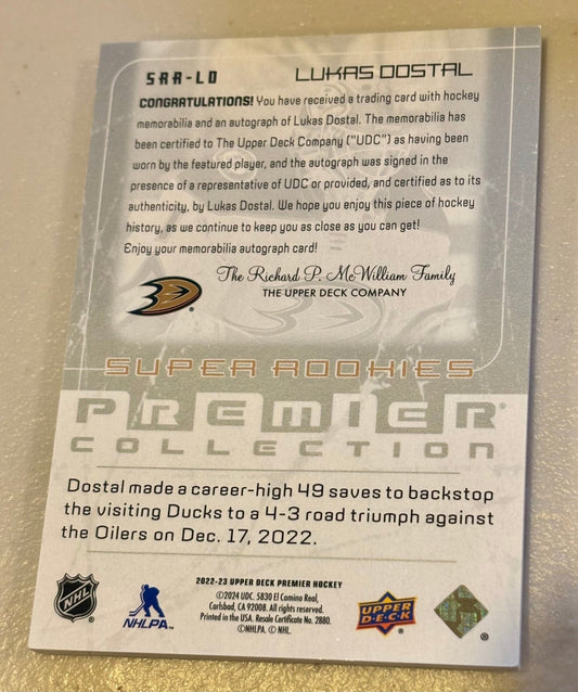 Sport Cards - Lukas Dostal - 2023 Upper Deck Premier Super Rookies - SAA - LO - Fan - Tastic Cards & Comics - Upper Deck