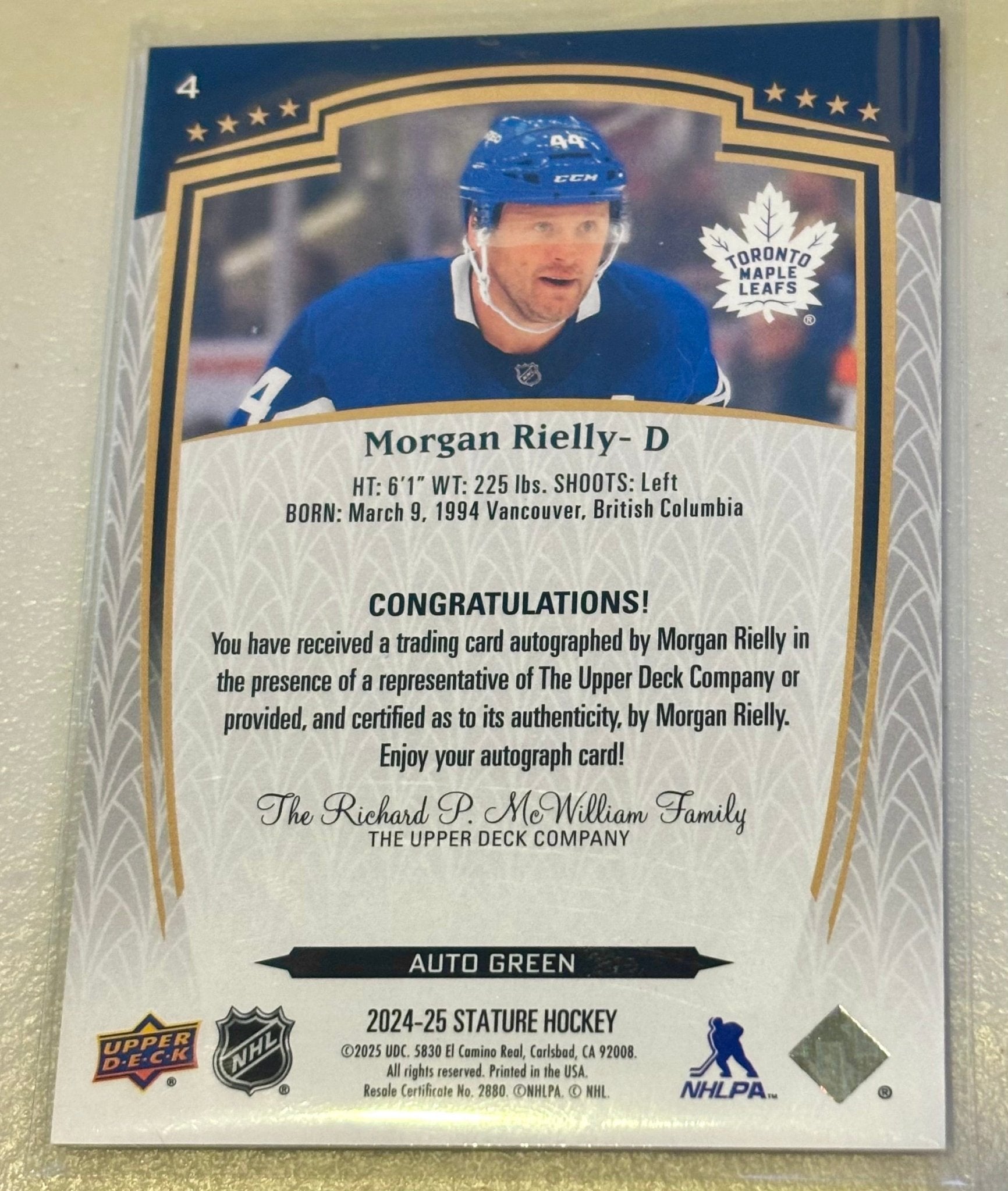 Sport Cards - Morgan Reilly - 2025 Upper Deck Stature Green Autograph - 4 - Fan - Tastic Cards & Comics - Upper Deck