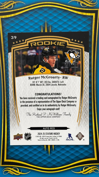 Sport Cards - Roger McGroarty - 2025 Stature - RC Auto Red /99 - 39 - Fan - Tastic Cards & Comics - Upper Deck