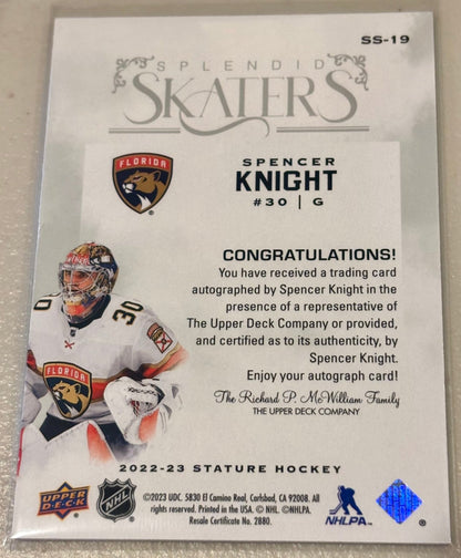 Sport Cards - Spencer Knight - 2025 Upper Deck Stature Splendid Skaters Autograph - SS - 19 - Fan - Tastic Cards & Comics - Upper Deck