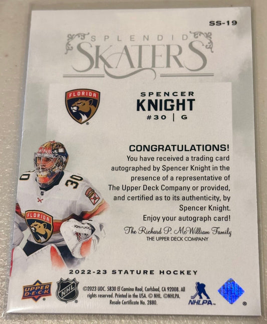 Sport Cards - Spencer Knight - 2025 Upper Deck Stature Splendid Skaters Autograph - SS - 19 - Fan - Tastic Cards & Comics - Upper Deck