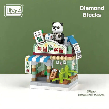 Toys and Models - LOZ PANDA MAHJONG HALL COMMERCIAL STREET SCENE - Fan-Tastic Cards & Comics - Loz